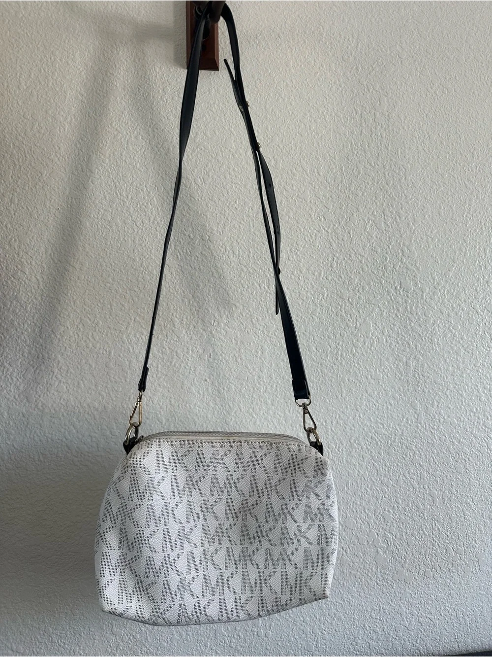 Michael Kors Vanilla Signature Monogram MK Crossbody Bag with Removable Strap